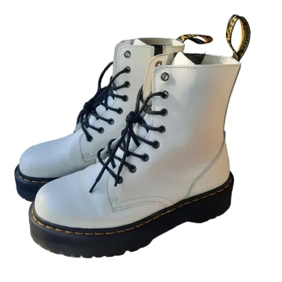 Dr. Doc Martens Platform Jadon White AirWay Combat Boots High Top W10 Y2k 90s